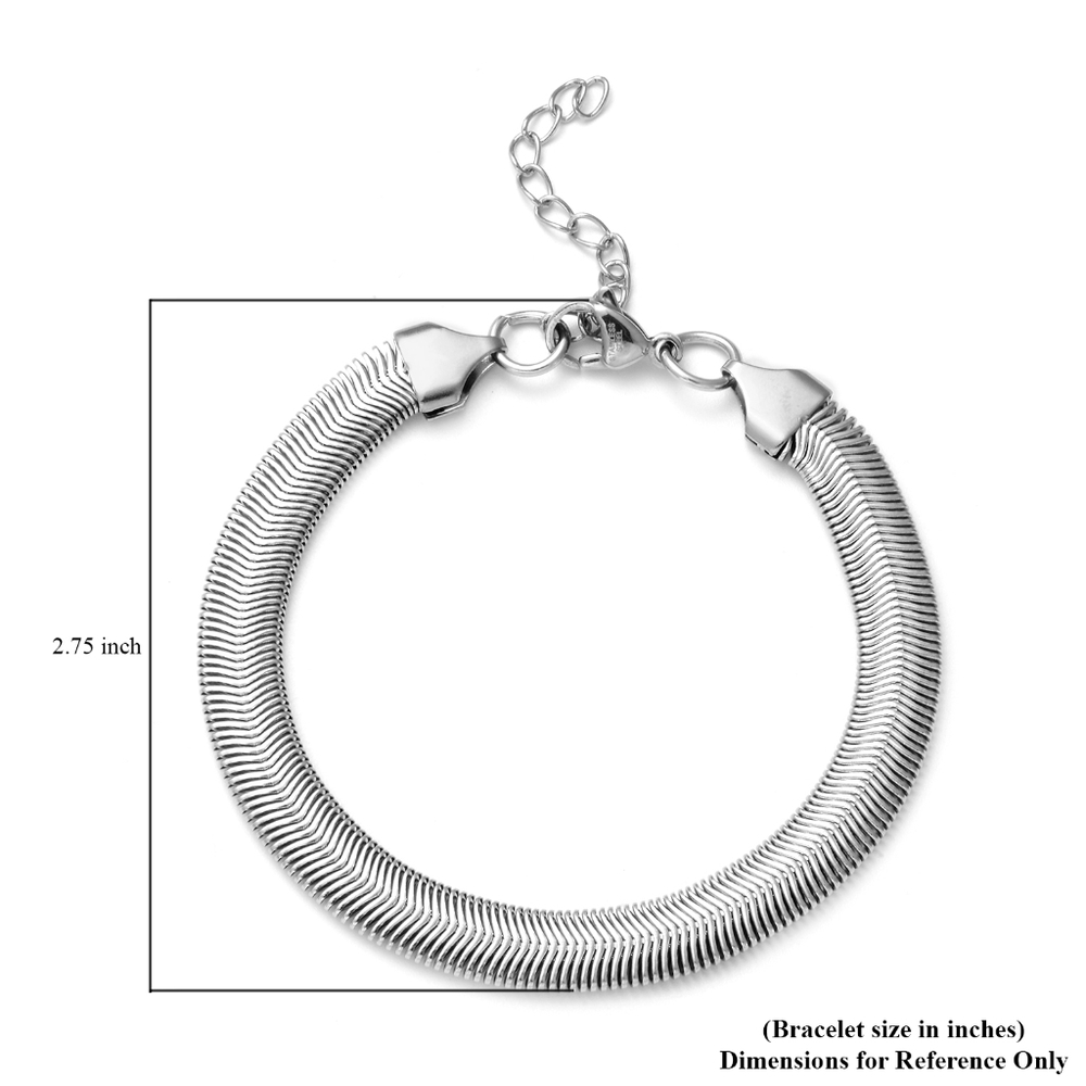 UNISEX STAINLESS STEEL FLAT SNAKE BRACELET 7-8" - Picture 3 of 3